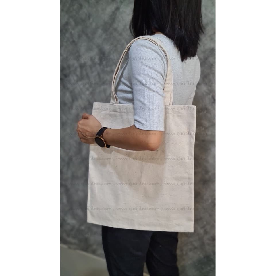 (สีธรรมชาติ)ถุงผ้าแคนวาส10oz (ถุงเปล่าๆ) 14x16 นิ้ว ขนาดใหญ่ ก้นแบนๆ - รูปที่ 1
