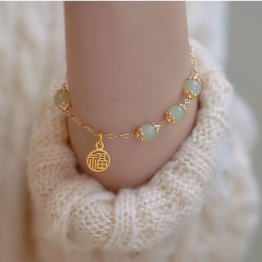 สร้อยข้อมือ ประดับลูกปัดหยกนําโชค แฟชั่นสําหรับผู้หญิง - รูปที่ 1