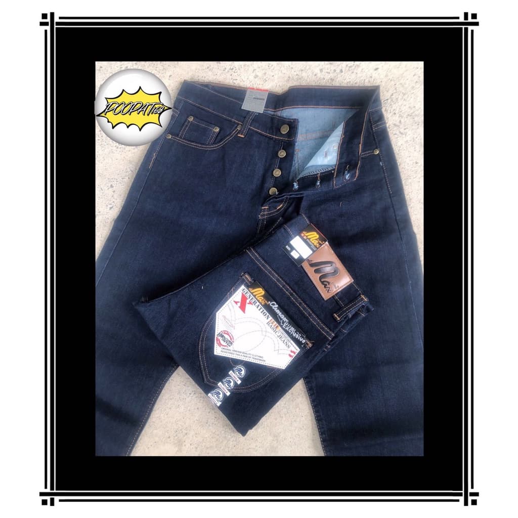 กางเกงยีนส์ กระบอกเล็ก ผ้ายืด สียีนส์ กางเกงยีนส์ผ้ายืด Denim 14 Oz. ไซส์ 28-36 ให้เลือก - รูปที่ 1