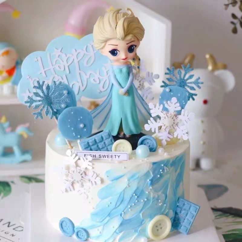ตุ๊กตาเจ้าหญิง Frozen พร้อมฐาน สําหรับตกแต่งเค้กวันเกิดเด็ - รูปที่ 1