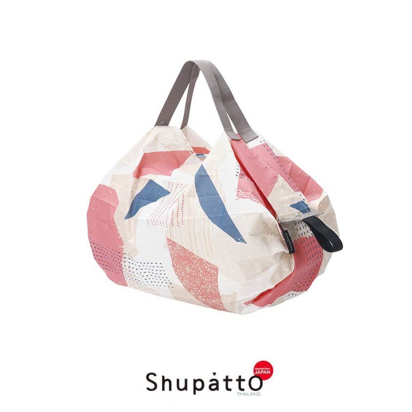 Shupatto รุ่น Tote ขนาด S ลาย Hagire  pink/gray กระเป๋าผ้า นำเข้าจากญี่ปุ่น โดยตัวแทนอย่างเป็นทางการ Shupatto Thailand - รูปที่ 1