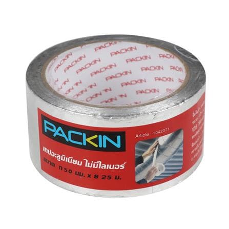 PACK IN เทปอะลูมิเนียม 50 มม. x 25 ม. สีเงิน เทปอลูมิเนียมกันรั่ว เทปกาวอะลูมิเนียม ทนร้อนสูง - รูปที่ 1