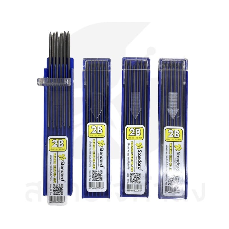 Standard GRAPHITE LEADS ไส้ดินสอ ไส้ดินสอไส้ใหญ่ No.200 2.0 ความเข้ม 2B (12 ไส้/กล่อง) - รูปที่ 1