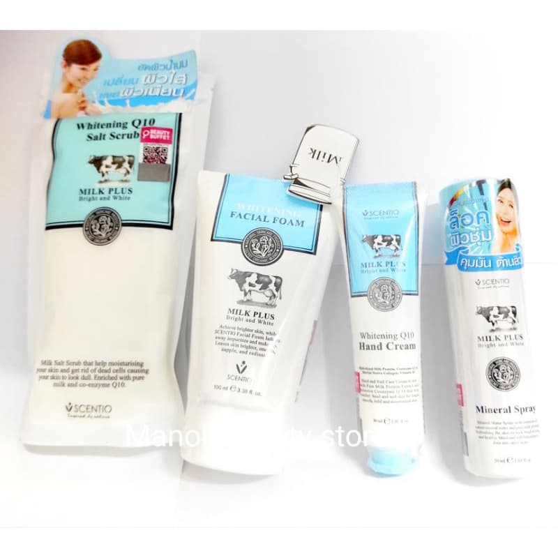 SCENTIO ของแท้ โฟมนม  Q10 milk foam Beauty Buffet MILK PLUS WHITENING Q10 ซีรีย์ มาสก์ ล้างหน้า Anti Acne เกลือขัดผิว - รูปที่ 1