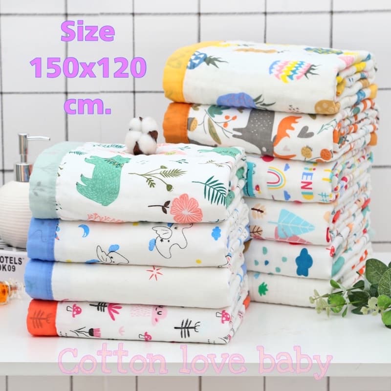 ผ้าห่มมัสลิน☘️cotton?soft100%พร้อมส่งในไทย⚡️ไซส์120*150ซม.ราคาถูกมาก‼️ - รูปที่ 1