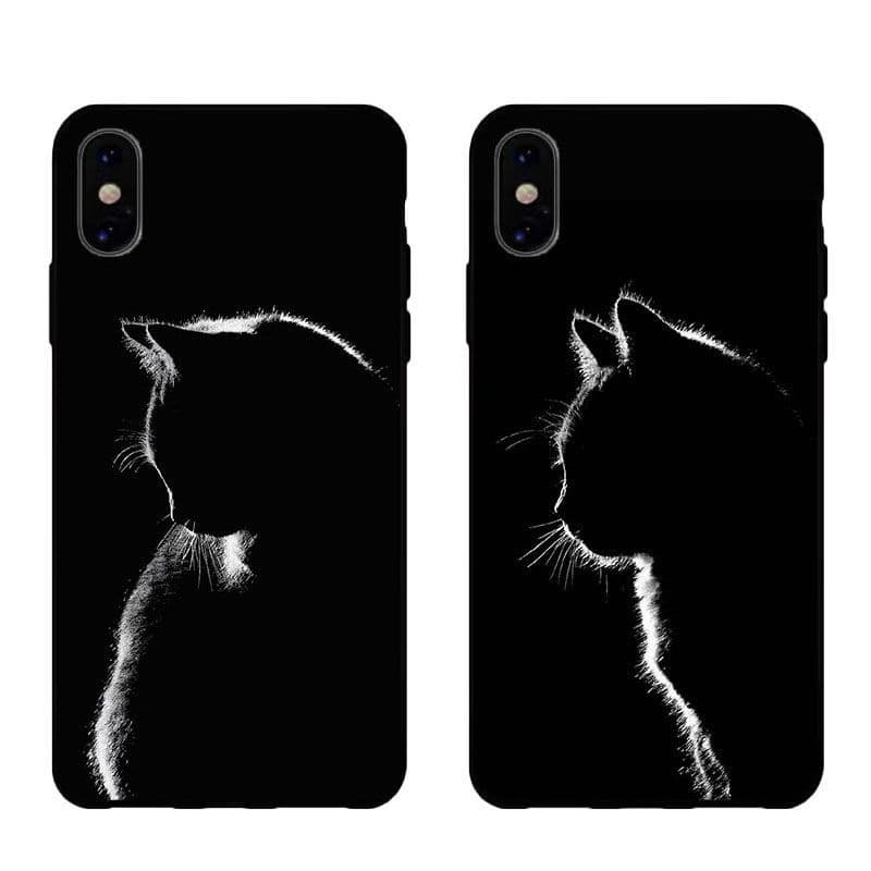 เคสโทรศัพท์มือถือ กันกระแทก ลายลูกแมว สีขาวดํา สําหรับ Iphone 13 Pro 11 Pro Max Xr 6s 7 8 Plus 12 Mini 14 Pro Xs Max - รูปที่ 1