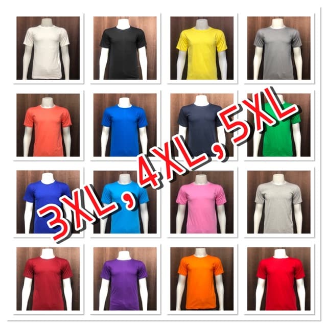 เสื้อยืดคอกลม ไซส์ใหญ 3XL,4XL,5XL แขนสั้น สีพื้น 16 สี COTTON 100% - รูปที่ 1