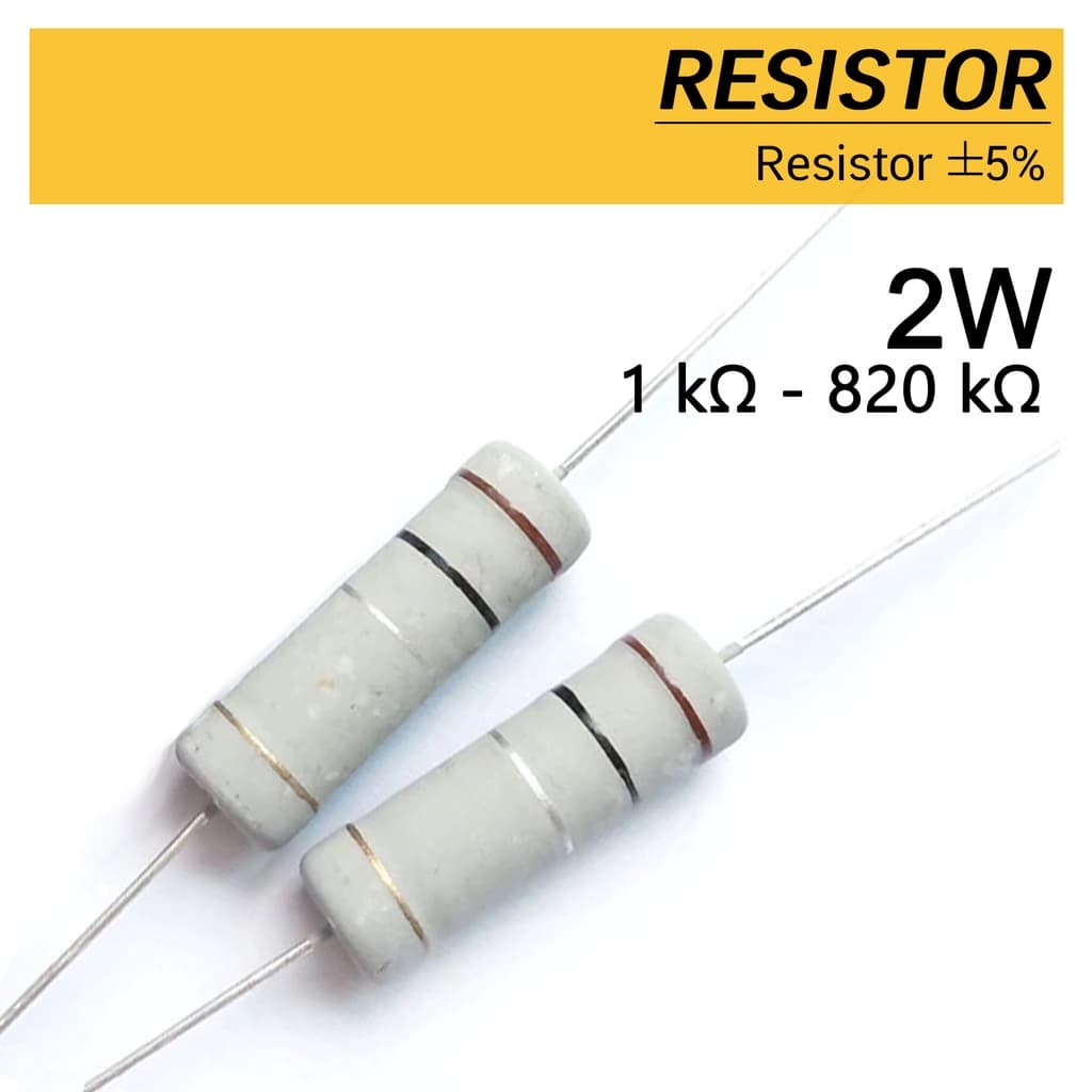 (2ตัว) ตัวต้านทาน 2W ±5% 1 kΩ-820 kΩ , Fusible Resistor, Metal Oxide Film Fixed Resister ตัวต้านทาน ทนความร้อน R - รูปที่ 1