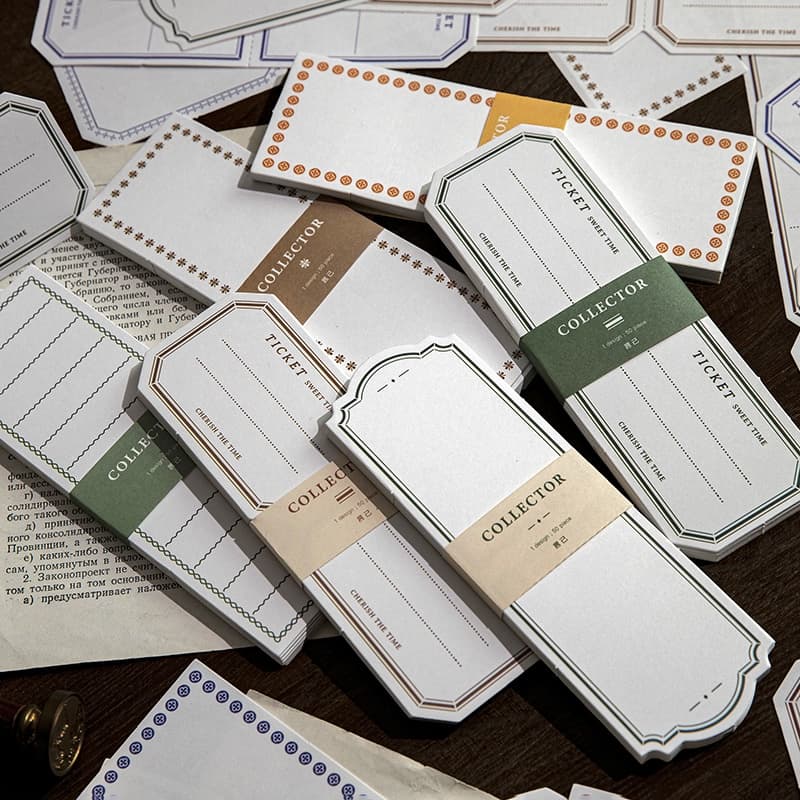 Journal Go 50 ชิ้น/ล็อต Collector Simple กรอบ Memo Pads Sticky Label สําหรับ Junk Journal Planner Scrapbooking สติกเกอร์โรงเรียนเครื่องเขียน - รูปที่ 1