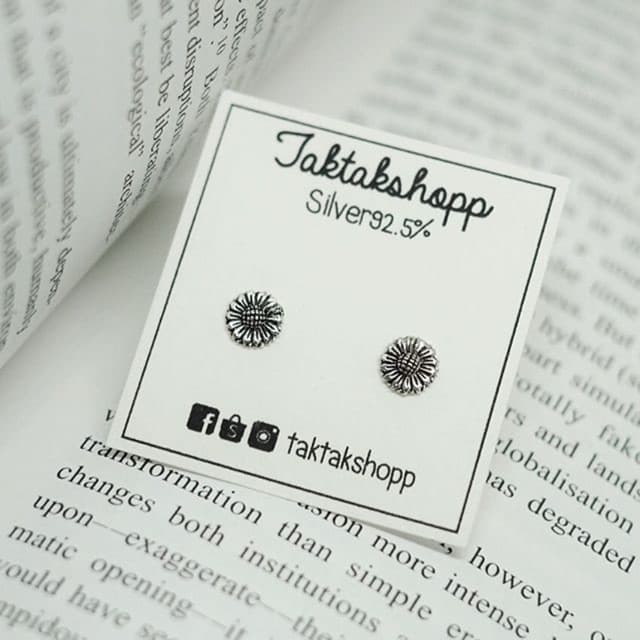 ต่างหูทานตะวันเงินแท้92.5% | Studs Earring Silver 925 - รูปที่ 1