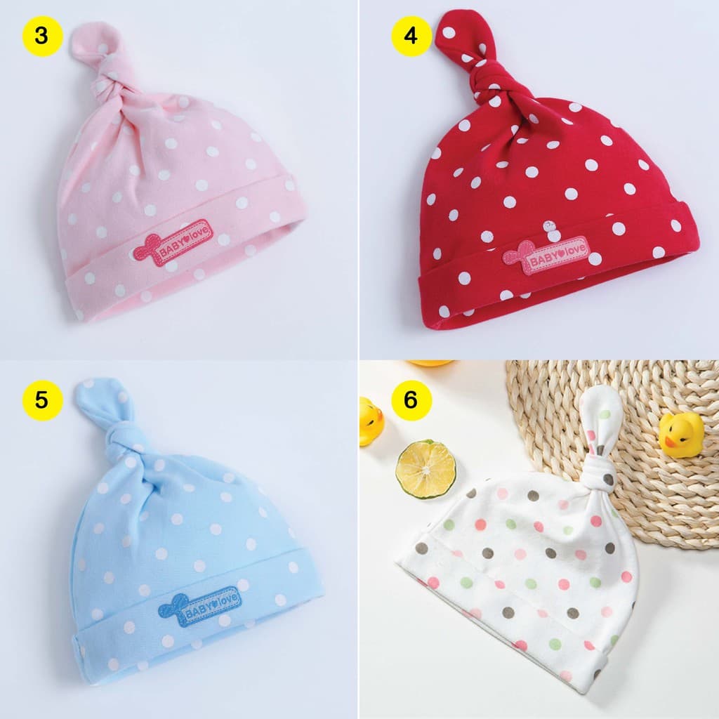 หมวกเด็กแรกเกิด หมวกลายจุด หลากลายสี - รูปที่ 1