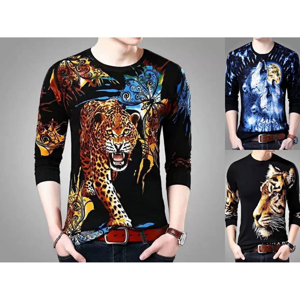 ##พร้อมส่ง#เสื้อผ้าแฟชั่นผู้ชาย เสื้อแขนยาวคอกลม(TSH-035) - รูปที่ 1