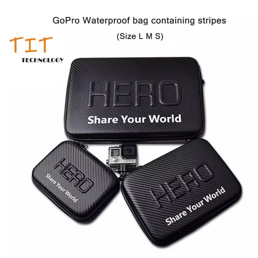 GoPro กระเป๋ากันน้ำ ลายเคฟล่า ใส่ได้กับ GoPro Hero 12/11/10/9/8/7/6/5/4/3 SJCam YI ฯลฯ (มีไซส์ L M S) - รูปที่ 1