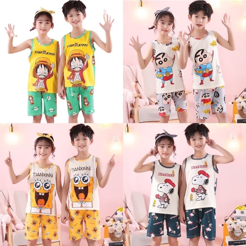 ลด10% โค้ด DDXDECW4 ชุดนอนเด็กแขนกุดลายการ์ตูนลายน่ารัก เนื้อผ้านิ่มใส่สบาย F11-F17 - รูปที่ 1