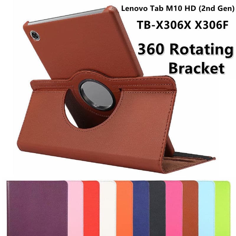 เคสแท็บเล็ต สำหรับ Lenovo Tab M10 HD (2nd Gen) TB-X306X X306F 10.1นิ้ว เคสฝาพับ M10 TB-X605F/TB-X505F/ M10 Plus X606 เคสป้องกัน วงเล็บหมุน 360 องศา - รูปที่ 1