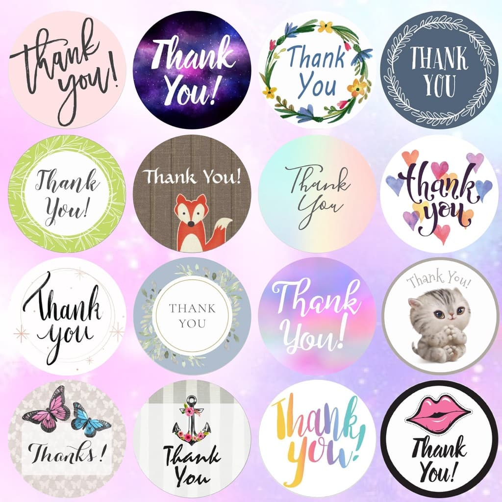 สติ๊กเกอร์ THANK YOU พร้อมส่ง สต๊อกแน่น ลายใหม่เพียบ แพ็ค110ดวง/85ดวง/64ดวง - รูปที่ 1