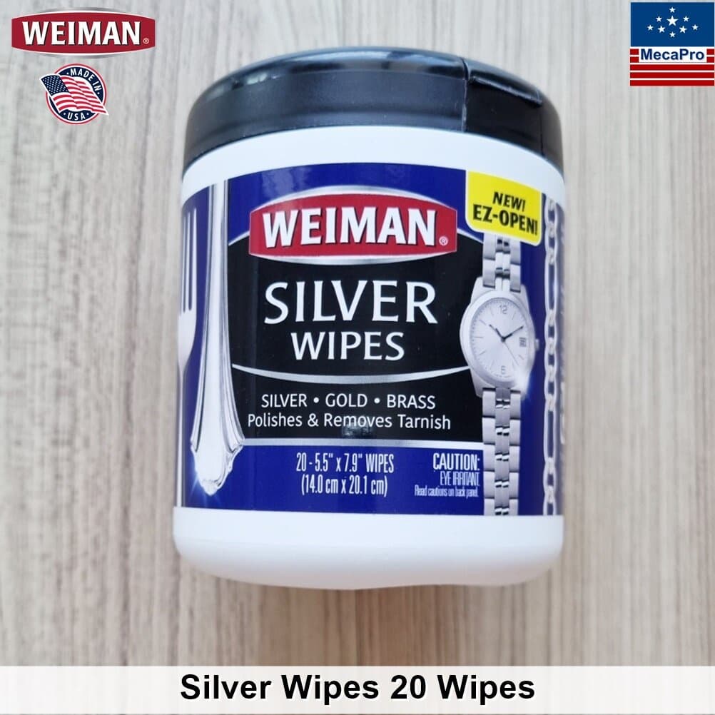 Weiman® Wipes for Polishes & Removes Tarnish Silver, Gold and Brass 20 Wipes แผ่นเช็ดทำความสะอาด ขัดเงา เครื่องเงิน - รูปที่ 1