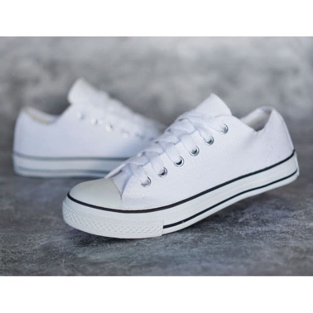 SIZE37-44รองเท้าสไตส์Converse ยี่ห้อLEO รองเท้าผ้าใบ รหัส สีขาวแถบดำ - รูปที่ 1
