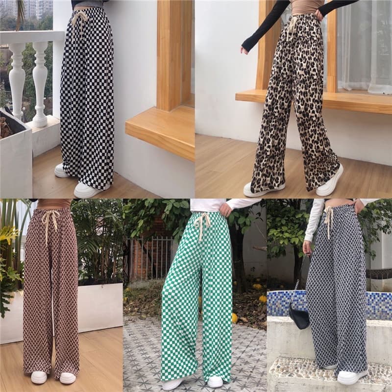 พร้อมส่ง ขายาวตาราง ลูกโช่ ใส่แล้วสูง  กางเกงขายาวผู้หญิง สวยใสสไตล์เกาหลี ผ้าดีใส่สบาย - รูปที่ 1