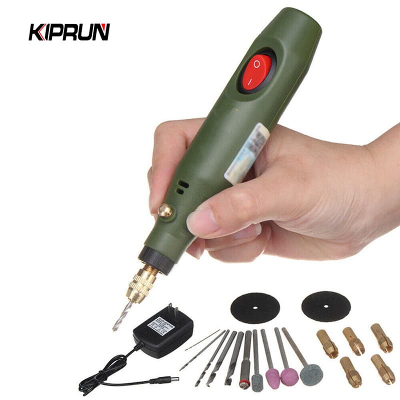 Kiprun ชุดสว่านไฟฟ้า ขนาดเล็ก 12V DC อุปกรณ์เสริม สําหรับเครื่องเจียรมิลลิ่ง แกะสลัก - รูปที่ 1