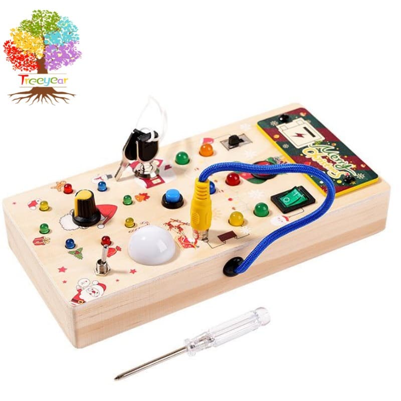 บอร์ดไม้ Montessori พร้อมสวิตช์ไฟ LED ของเล่นเสริมการเรียนรู้เด็กวัยหัดเดิน อายุ 3 ปีขึ้นไป - รูปที่ 1