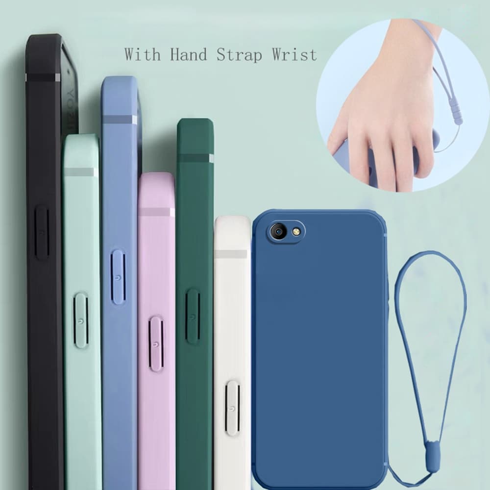 Oppo A71 A83 A59 F1S A37 A3S กรอบสี่เหลี่ยม Slim Soft TPU Case Cover พร้อมสายรัดข้อมือมือเชือกเส้นเล็ก - รูปที่ 1