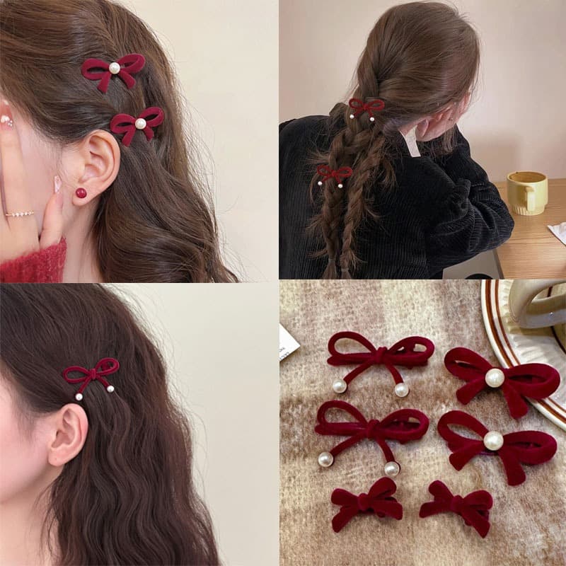 กิ๊บติดผม สีไวน์แดง แฟชั่นสําหรับผู้หญิง 1/4 ชิ้น - รูปที่ 1
