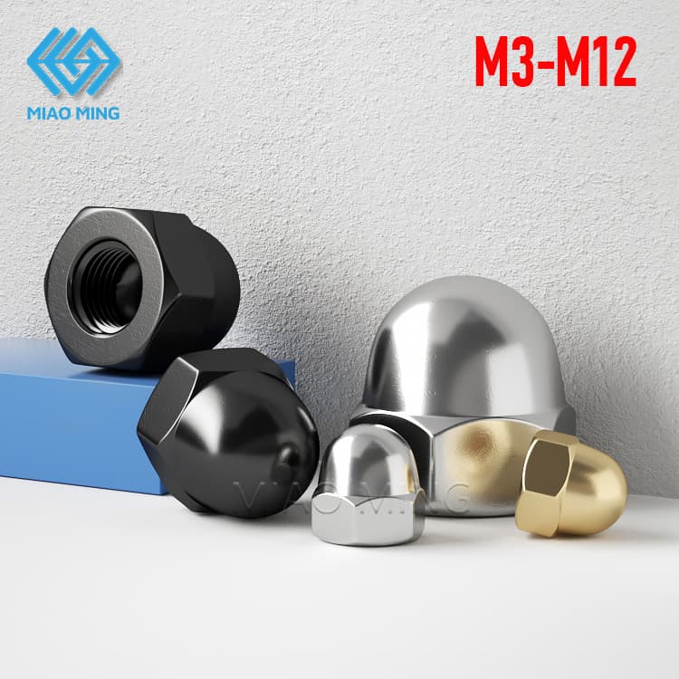 M3 M4 M5 M6 M8 M10 M12 สกรูฝาครอบรถ sudu bulat tebal สแตนเลส 304 ทองแดงพลาสติก acorn วงกลมสกรูหัว bolt และ nut - รูปที่ 1