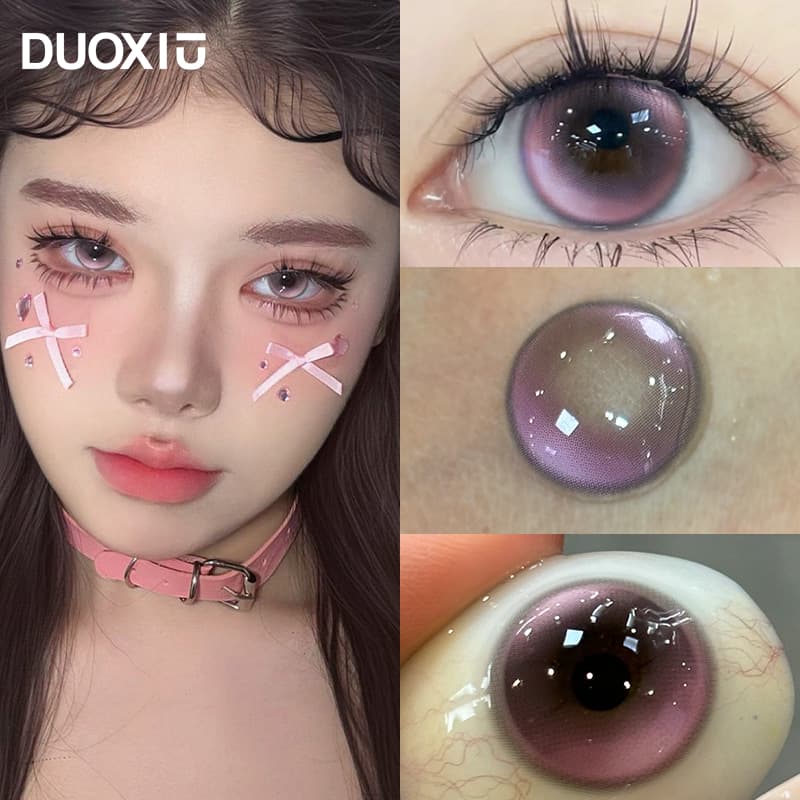 DUOXIU  คอนแทคเลนส์สีส่องสว่างพลังงานขนาดใหญ่เส้นผ่าศูนย์กลาง 14.5 มม.แว่นตาไฮกลอสที่สะดวกสบาย 2 ชิ้นใช้หนึ่งปี - รูปที่ 1