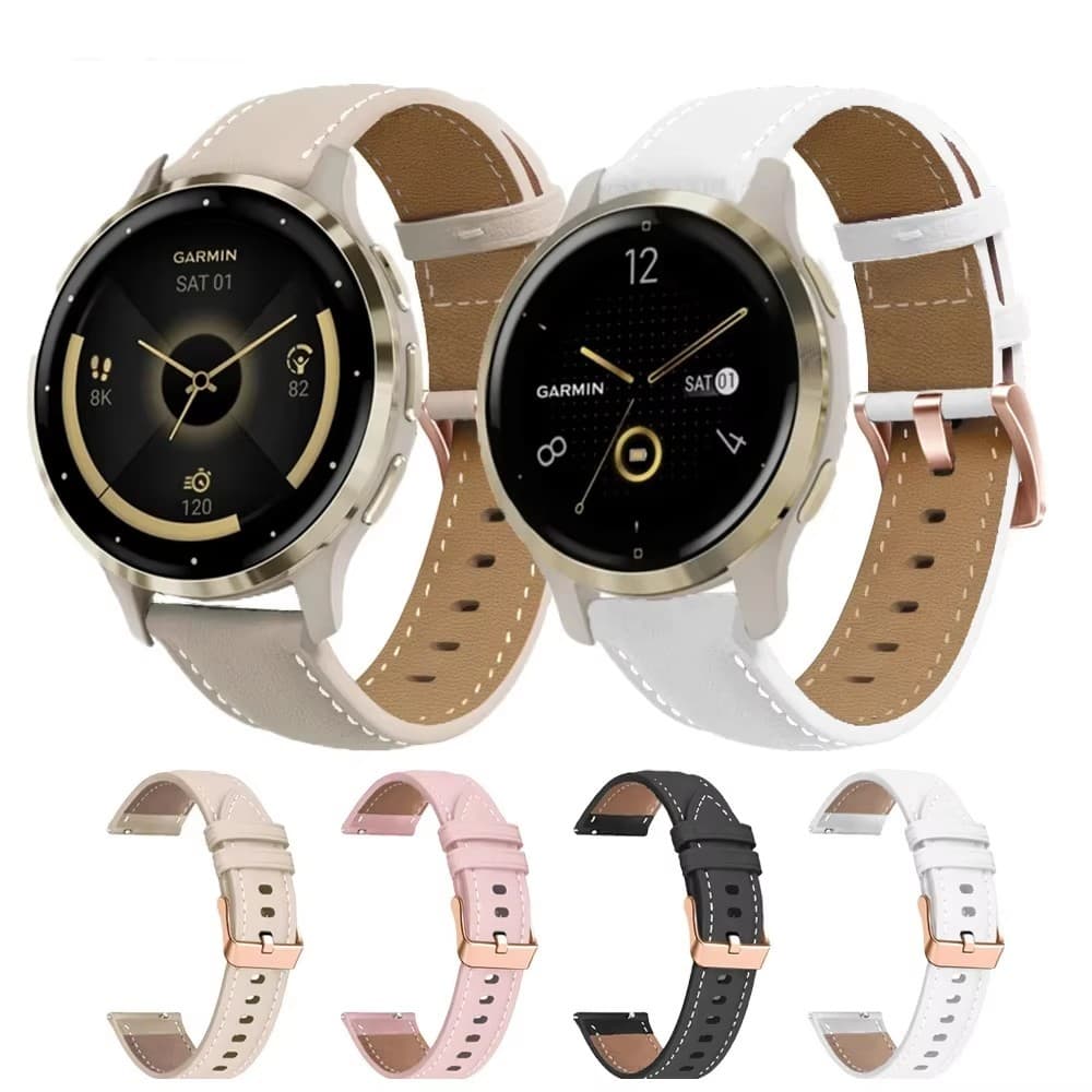 18 มม.20 มม.สร้อยข้อมือกีฬาสําหรับ Garmin Vivoactive4S 3S 2 3 Venu 3S 2S 2 Plus สายคล้อง Forerunner 255S 265S 645 245 PU หนัง - รูปที่ 1