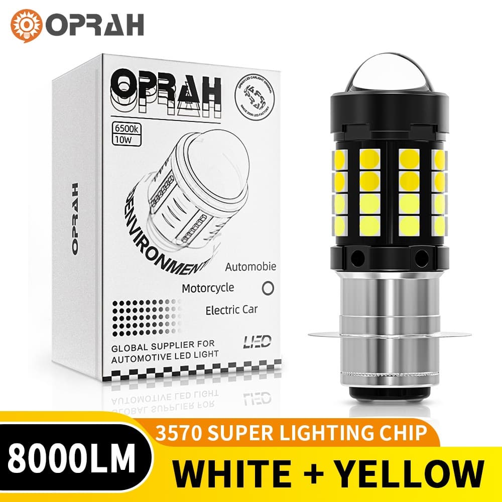 Oprah Super Bright T19 LED ไฟหน้า P15D ไฟหน้ารถจักรยานยนต์สูงและต่ําไฟหน้ารถจักรยานยนต์ไฟฉายรถจักรยานยนต์ 8,000LM - รูปที่ 1
