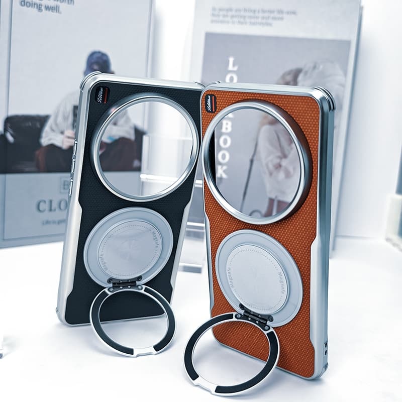สําหรับ Xiaomi Mi 15 14 Ultra กรณีแม่เหล็ก 360 ผู้ถือแหวนไร้สายชาร์จมังสวิรัติหนัง Grain ผิวป้องกันปกหลังสําหรับ Xiaomi Mi 15ultra shell - รูปที่ 1