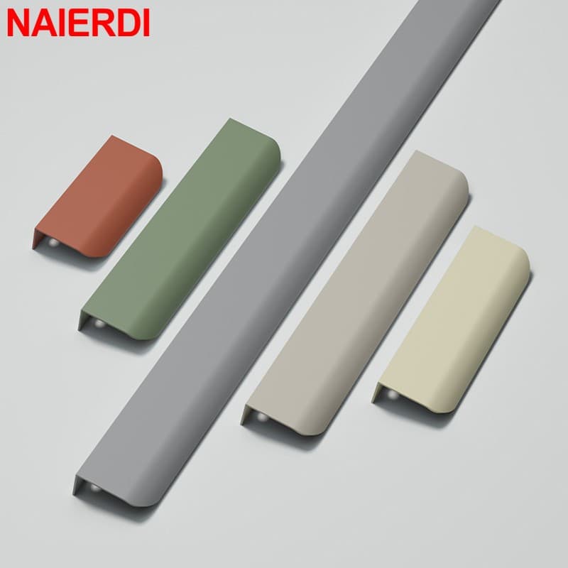 นาอิริดี ล่าสุด ใหม่ โมรันดี สีเฟอร์นิเจอร์จับอลูมิเนียมอัลลอยด์ซ่อนยาวตู้จับลิ้นชักลูกบิดประตูฮาร์ดแวร์ - รูปที่ 1