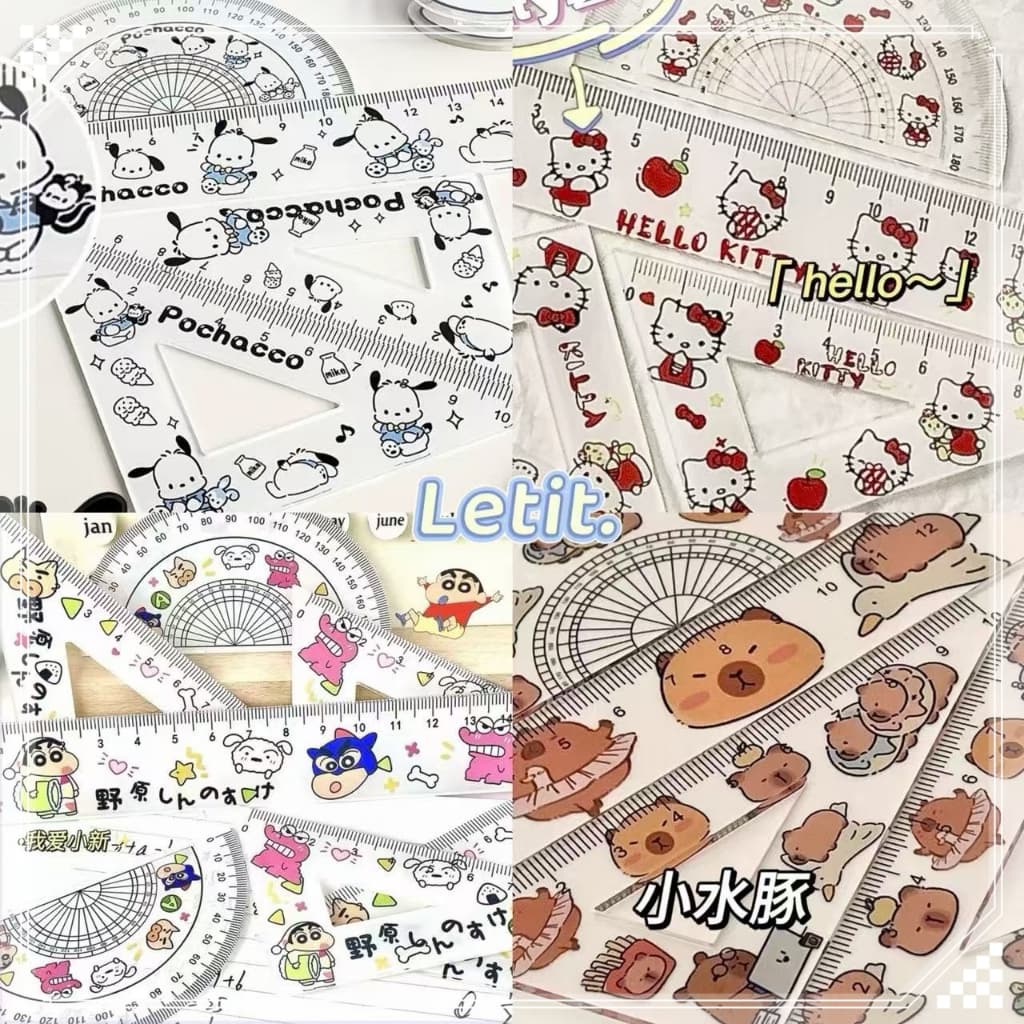 Letit | 4 ชิ้น/เซ็ต ไม้บรรทัดการ์ตูนสุดคิวท์ ??- ชุดไม้โปรแทรกเตอร์ 15 ซม. สำหรับนักเรียนและออฟฟิศ - รูปที่ 1