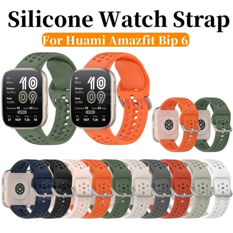 สายรัดซิลิโคนสําหรับ Amazfit Bip 6 อุปกรณ์เสริมสายรัดเปลี่ยนสายนาฬิกาอัจฉริยะระบายอากาศสําหรับ Huami Amazfit Bip6 - รูปที่ 1