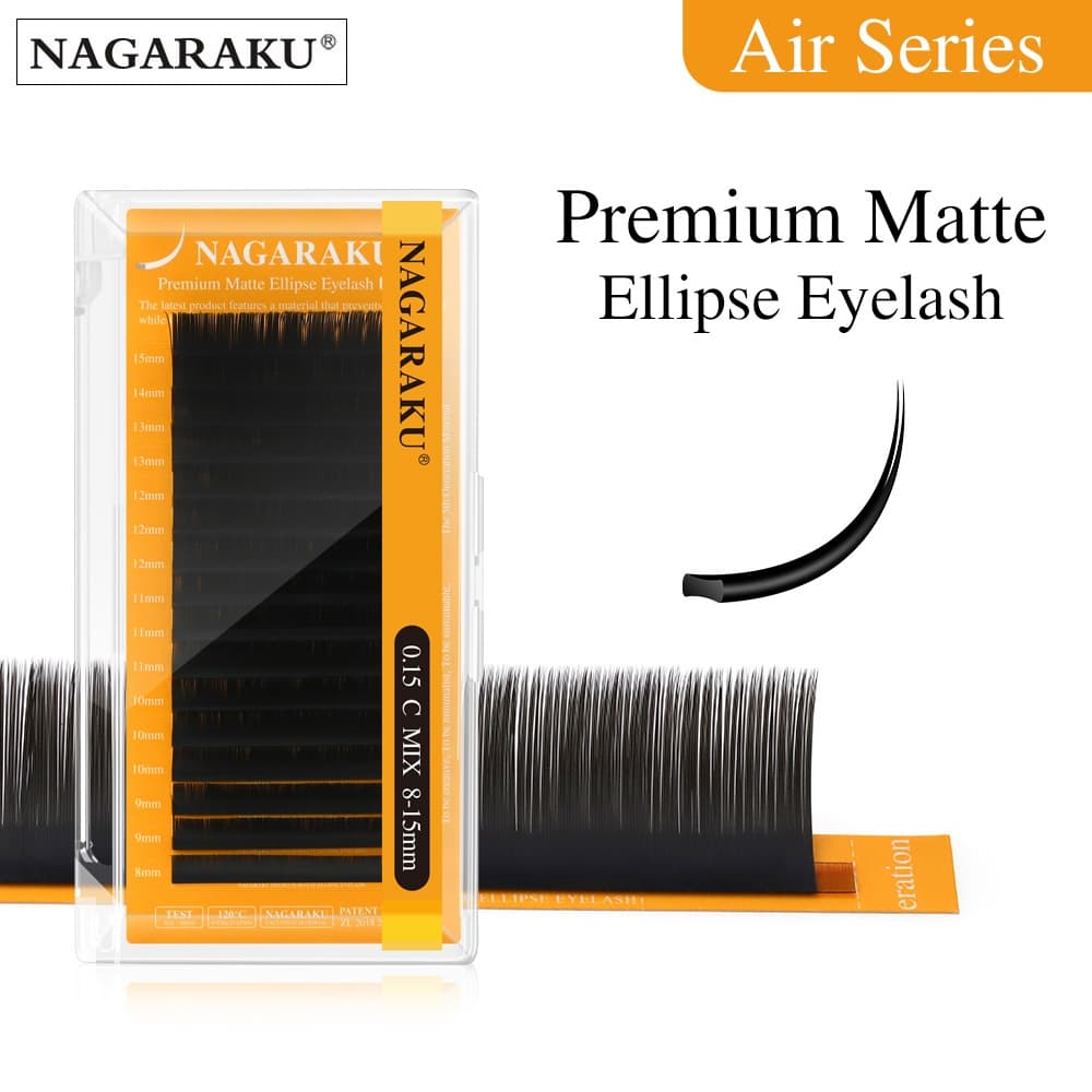 NAGARAKU 5th Generation Air Series Ellipse Eyelash Extensions Premium Ultra Light Feather ขนตาปลอมแบน - รูปที่ 1