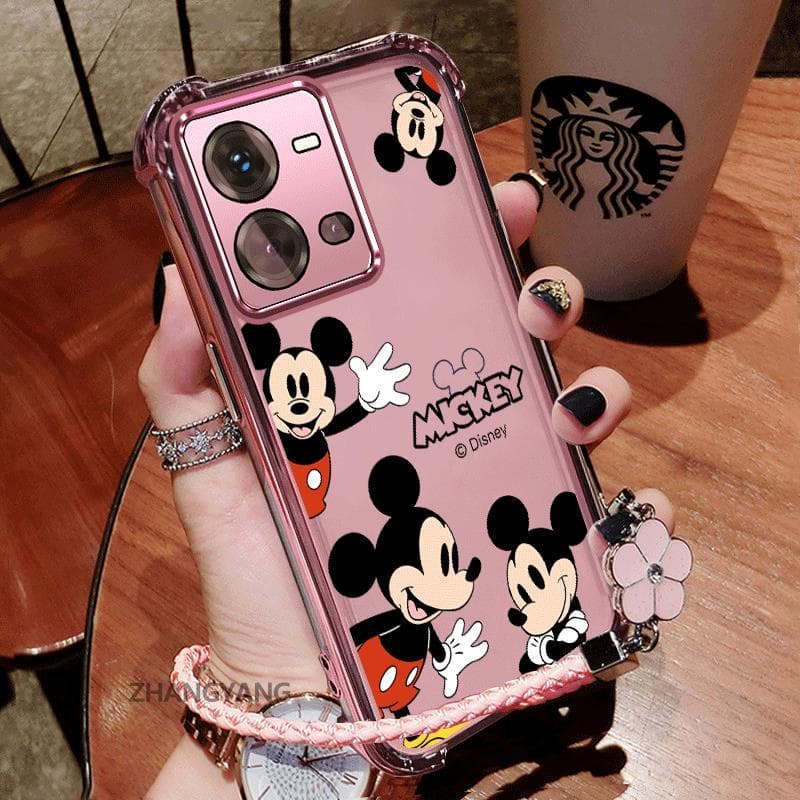 สําหรับ vivo V25 5G V25E 5G ซิลิโคน TPU กันกระแทก electroplated เคสโทรศัพท์ความงามการ์ตูนรูปแบบตัวอักษรใหม่ฟรีแขวนเชือก - รูปที่ 1