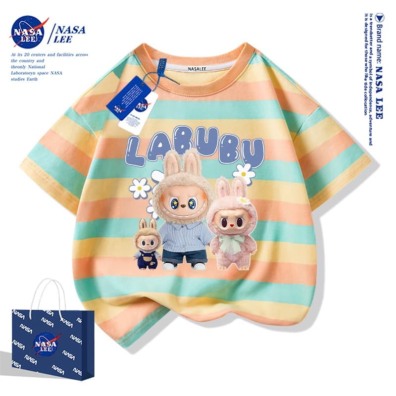 【ส่งเร็ว 48 ชม.】เสื้อยืด NASA ผ้าฝ้ายนุ่ม ลาย LABUBU ครอบครัวสุดน่ารัก สไตล์ไทย ใส่ได้ทุกวัย - รูปที่ 1
