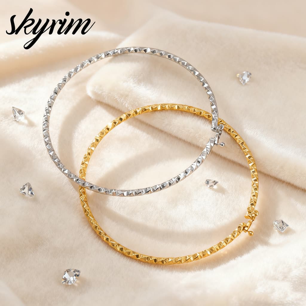 SKYRIM Gold Stainless Steel Shimmering Bracelet 2.6mm - Hypoallergenic Minimalist Bracelet Gift for Women, Tarnish-Resistant - รูปที่ 1