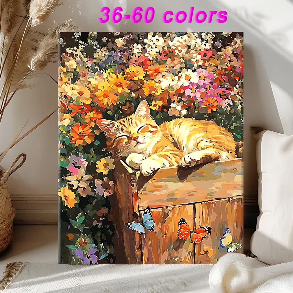 ส่วนที่เหลือสั้นในหมู่ดอกไม้ / ระบายสีตามตัวเลข / ศิลปะผนัง / ตกแต่งห้องนั่งเล่น / ตกแต่งบ้าน - รูปที่ 1
