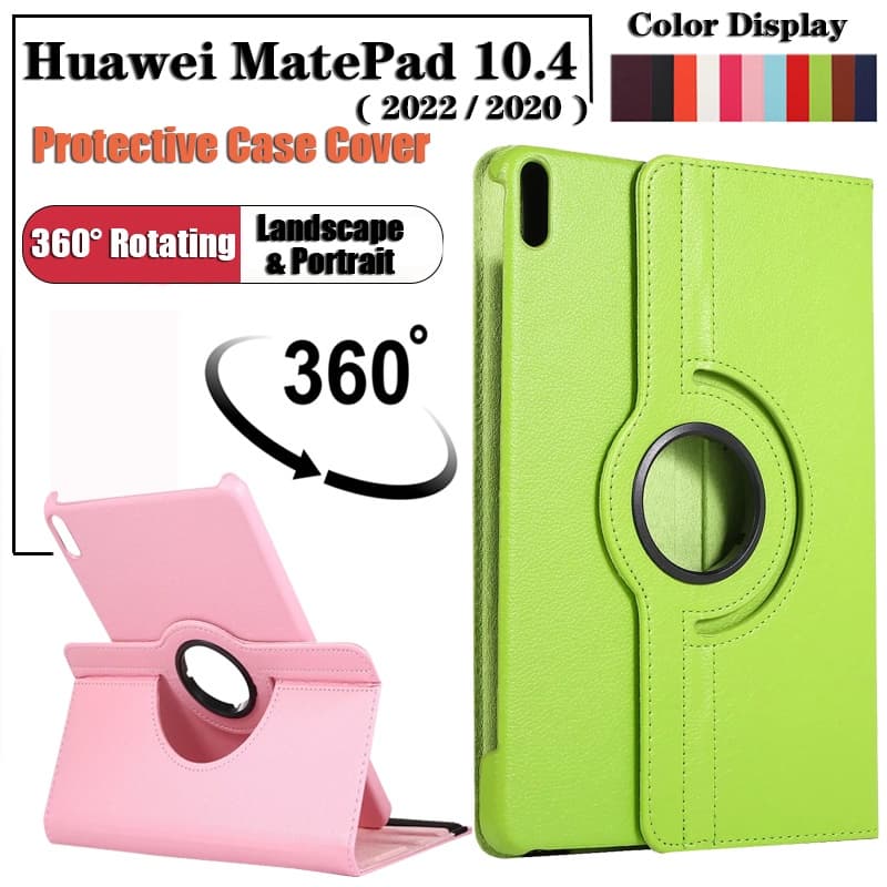 เคสแท็บเล็ต แบบฝาพับ 360 องศา สําหรับ Huawei MatePad 10.4 (2022 2020) BAH4-W09 BAH4-AL10 BAH3-W09 BAH3-AL00 BAH3-L09 BAH3-W59° เคสหนัง กันกระแทก แบบหมุนได้ - รูปที่ 1