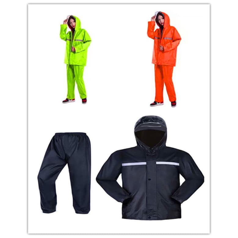 ชุดกันฝนแบบเสื้อทั้งหมด 3 สี มีแถบสะท้อนแสง รุ่นหมวกติดเสื้อ ขนาด M-4XL - รูปที่ 1