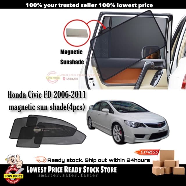ม่านบังแดดแม่เหล็ก Honda Civic FD 2006-2011 (4 ชิ้น) - รูปที่ 1