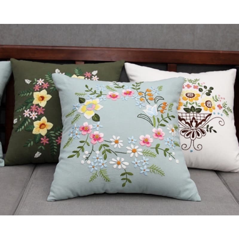 ?สอนฟรี คำแนะนำภาษาไทย แถมสะดึงและที่สนเข็มDIY ชุดปักปลอกหมอนEmbroidery Set?ส่งจาก กทม - รูปที่ 1