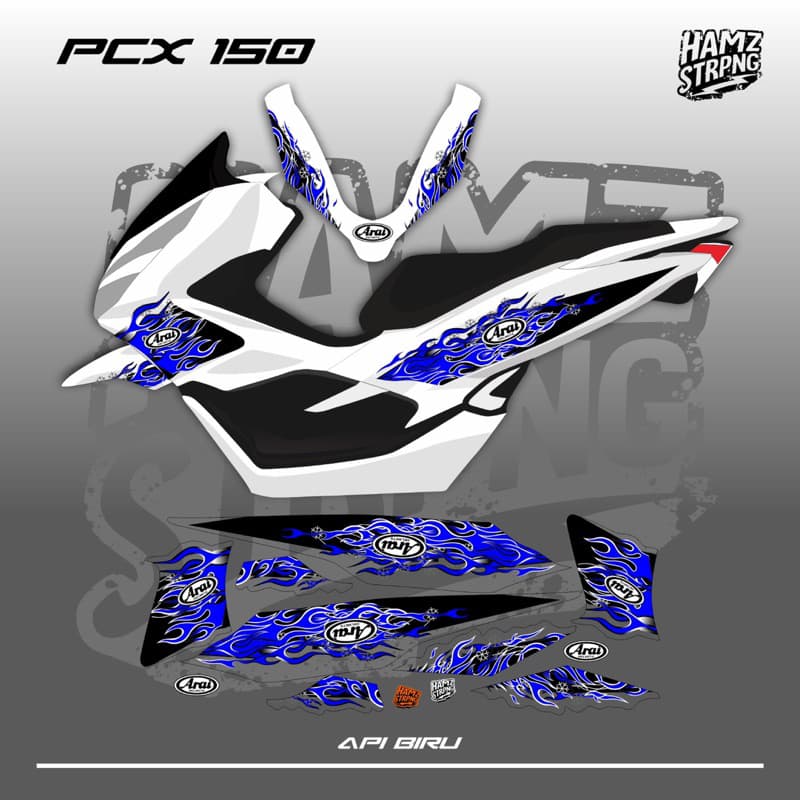 Pcx 150 Striping โปร่งใสพร้อม Arai Api Motif RX 7X Livery Design - รูปที่ 1