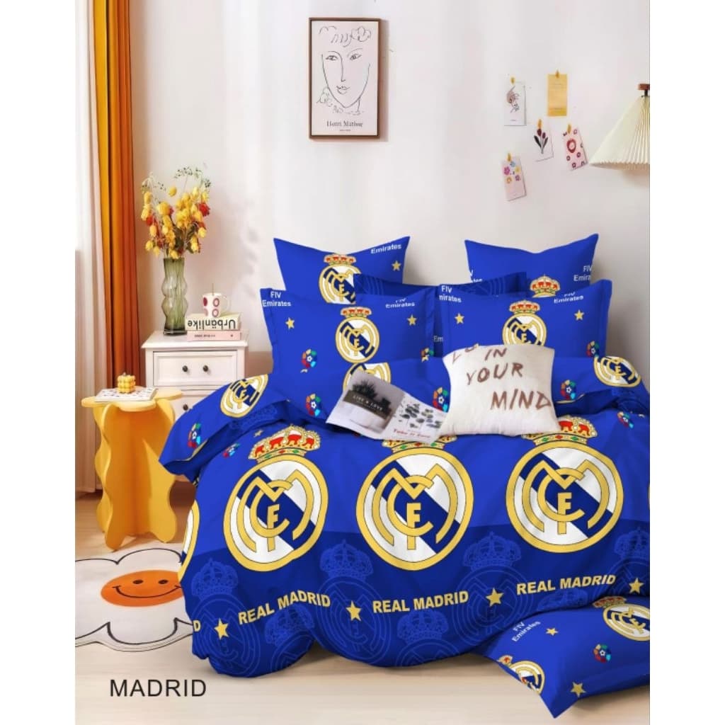 ผ้าปูที่นอน Real madrid football motif ขนาด 90x200 ถึง 200x200 ผ้าปูที่นอนอย่างเดียวและชุดเดียว - รูปที่ 1