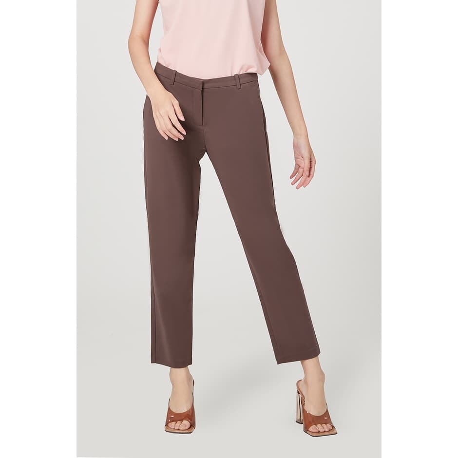 ESPADA กางเกงทรงสลิม ผู้หญิง สีน้ำตาลเข้ม | Slim Trousers | 01034 - รูปที่ 1
