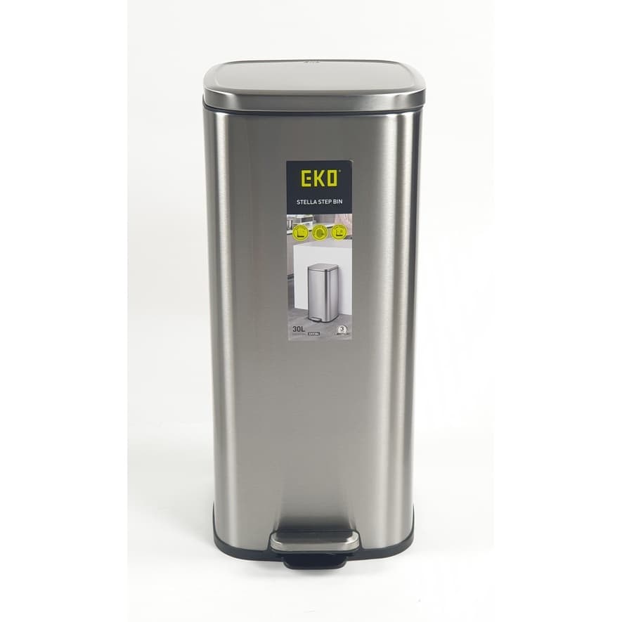 shophome468-EKO ถังขยะขาเหยียบเหลี่ยม 30 ลิตร รุ่น EK9384MT สีเงิน รับประกันของเเท้ - รูปที่ 1