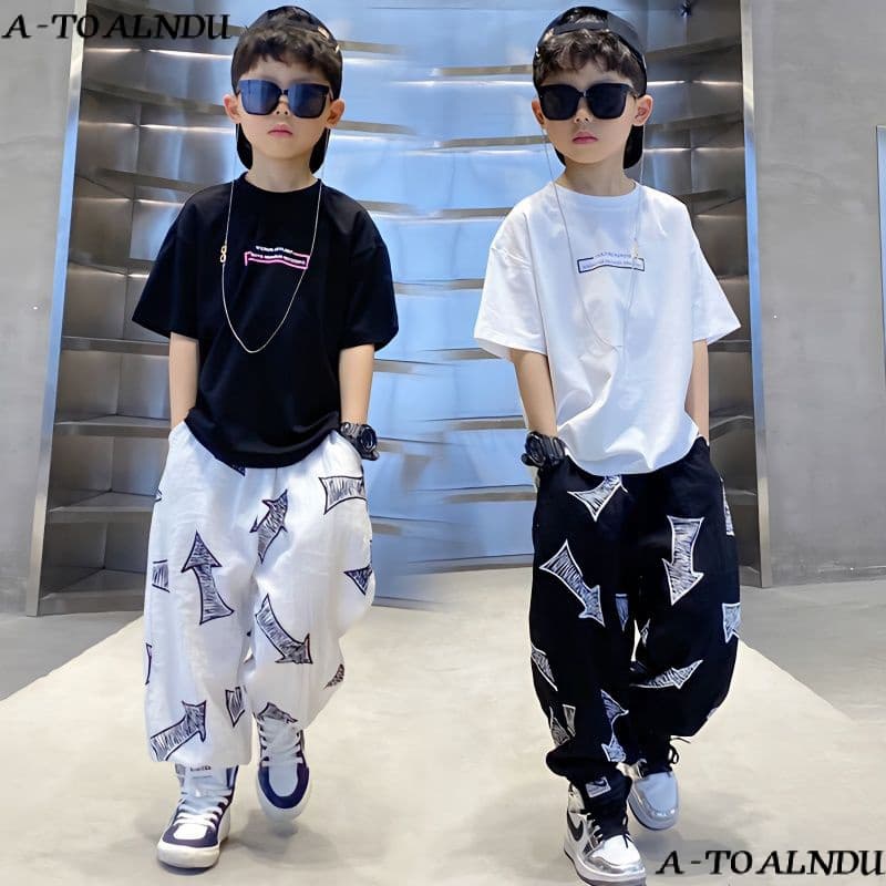 เสื้อยืดลําลอง ผ้าฝ้าย ทรงหลวม ใส่สบาย เข้ากับทุกการแต่งกาย สไตล์เกาหลี ฮิปฮอป แฟชั่นฤดูร้อน สําหรับเด็กผู้ชาย 2023 - รูปที่ 1