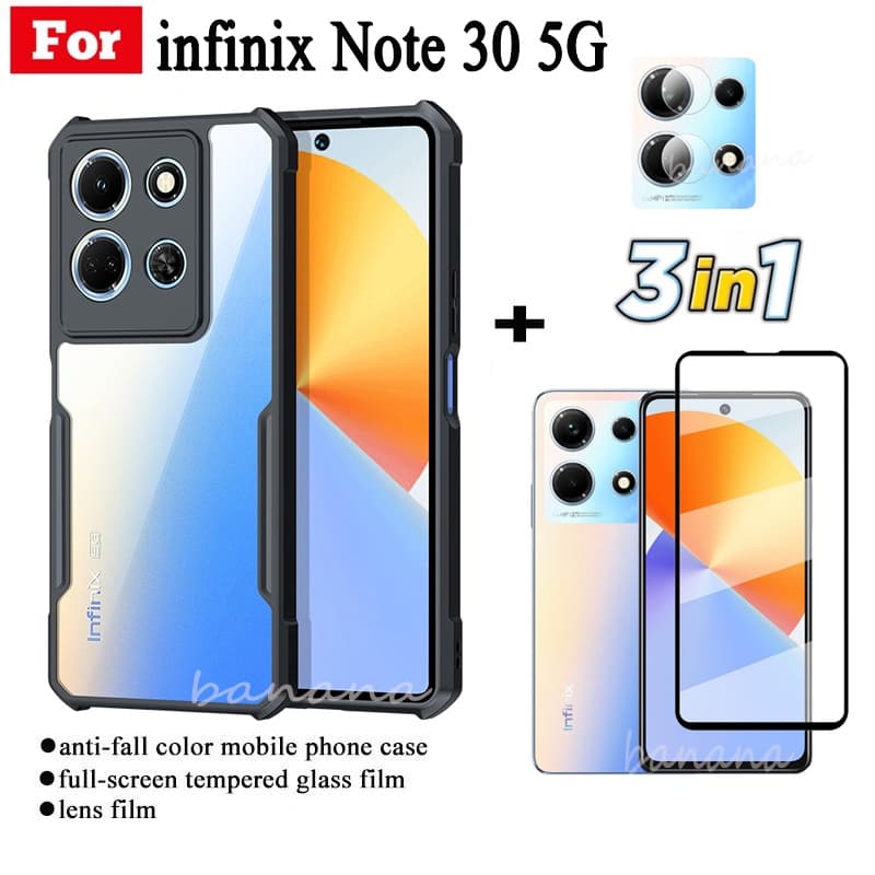 3in1 เคสโทรศัพท์มือถือ ฟิล์มกระจกนิรภัย กันตก พร้อมฟิล์มเลนส์ สําหรับ infinix Note 30 5G note30 4G Note 30 Pro - รูปที่ 1